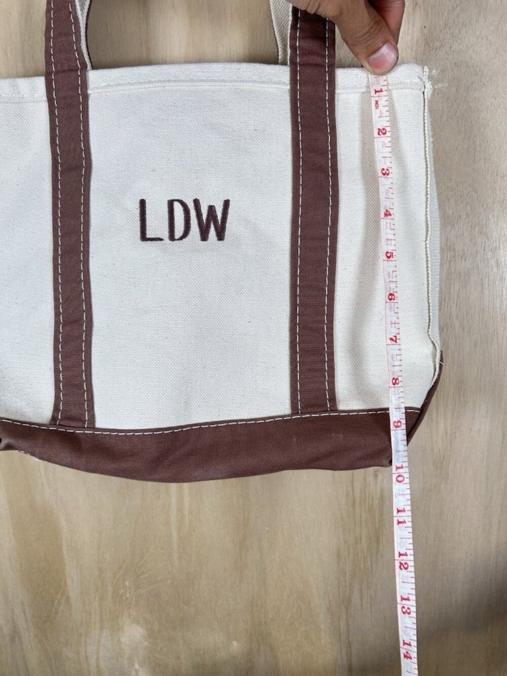 Vintage 1990’s LL Bean Boat & Tote Canvas Brown Trim  USA Made Monogrammed EUC - Picture 13 of 15